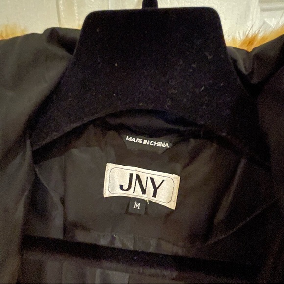 JNY Down & Fur Puffer Black with Carmel-colored trim Jones New York Med - Picture 17 of 17